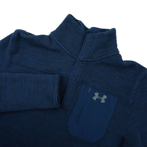 Under Armour Fleece Jacket Mens M Blue Specialist Henley 2.0 1/4 Snap ColdGear - Picture 1 of 9